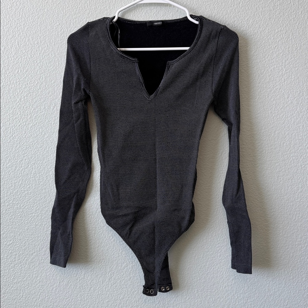 Forever 21 Black Long Sleeve Bodysuit